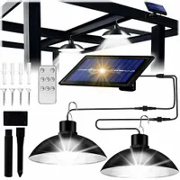 ZESTAW 2x ŻYRANDOL WISZĄCA LAMPA SOLARNA LED PODWÓJNY SUFITOWA PILOT PANEL