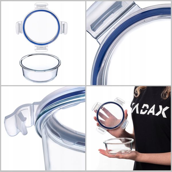 KADAX Szklany Pojemnik Na Żywność 400ml Z Pokrywką Śniadaniówka zdjęcie 9