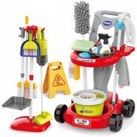 Zestaw do sprzątania dla dzieci wózek mop miotła odkurzacz na baterie 29 el