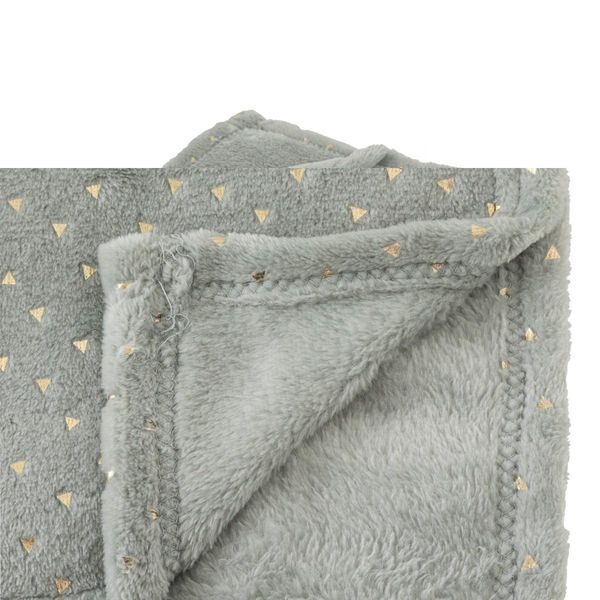 Koc flanelowy szary w trójkąty 100x75cm zdjęcie 2