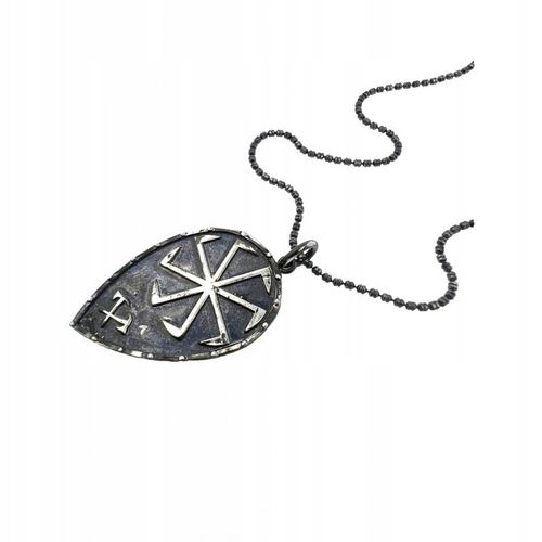Męska zawieszka tarcza i słowiański symbol ośmioramienny oksydowane srebro na Arena.pl