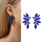 ZŁOTE kolczyki z niebieskimi cyrkoniami kryształkami efektowne ELEGANCKIE