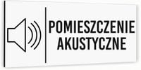 Tabliczka na drzwi POMIESZCZENIE AKUSTYCZNE Aluminium BIAŁA Piktogram