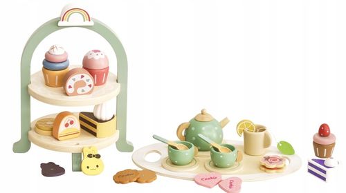 SERWIS DLA DZIECI XXL DREWNIANY zestaw do herbaty kawy FILIŻANKI CIASTKA na Arena.pl