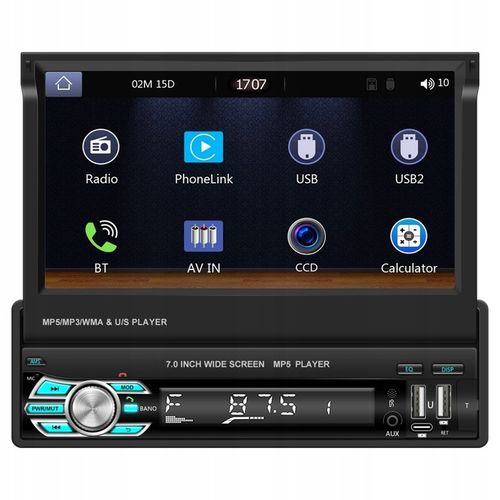 RADIO SAMOCHODOWE 1DIN 7'' BT WYSUWANY EKRAN DOTYKOWY MIRROR LINK na Arena.pl