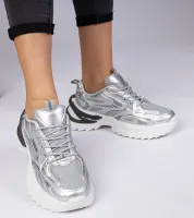 Srebrne sneakersy sportowe na masywnej podeszwie Lirata 39