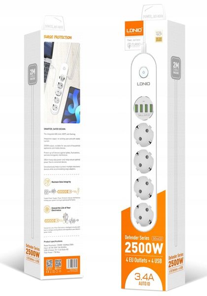 Listwa zasilająca Ldnio SE4432 z ładowarką USB zdjęcie 14