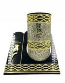 ZNICZ LAMPION SOLARNY ZŁOTY FOTOWOLTAICZNY ZDOBIONY KWIAT 25,5CM!