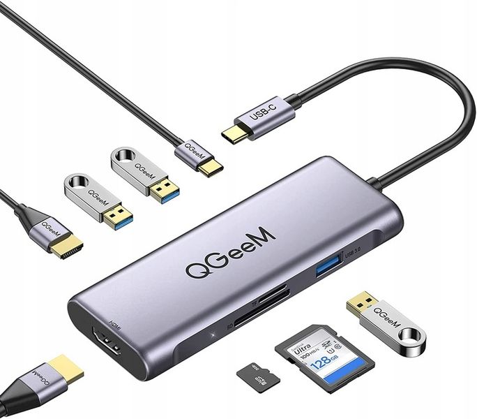 Adapter HUB USB C 8w1 DUAL Screen Stacja dokująca zdjęcie 1