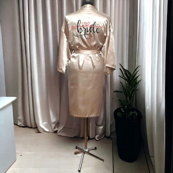 Ekskluzywny Szlafrok Ślubny dla Panny Młodej - ZŁoty/M - Napis Bride zdjęcie 2