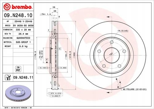 TARCZA HAM PRZOD 330X28 V BREMBO na Arena.pl