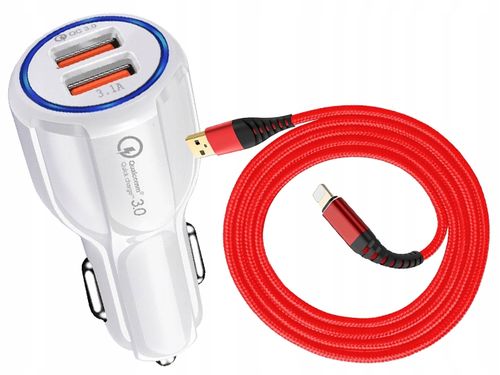 ŁADOWARKA SAMOCHODOWA QC 3.0+ KABEL DO IPHONE 3M na Arena.pl