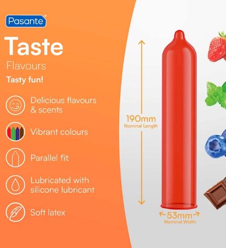 Kolorowe prezerwatywy Pasante Taste - 3 szt. na Arena.pl