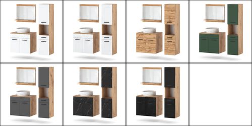 Zestaw Mebli Łazienkowych 90cm Szafka Z Umywalką I Lustro Dąb Wotan Zieleń na Arena.pl