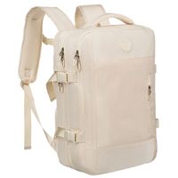 praktyczny plecak podróżny w kolorze ecru, wyposażony w siatkowaną