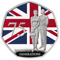 75 Years of the Windrush Generation kolorowany 50p Srebro 2023 Proof