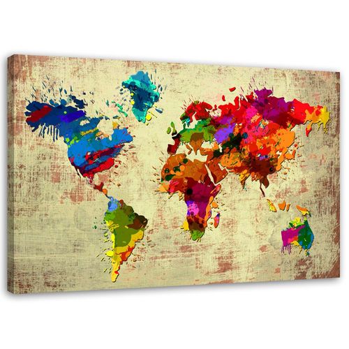 OBRAZ NA PŁÓTNIE Mapa Świata Kolorowa Retro 60x40 na Arena.pl