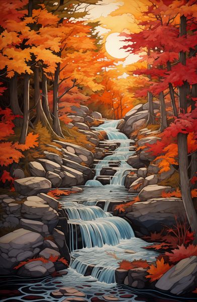 Plakat 53x81cm Jesienne Wodospady zdjęcie 1