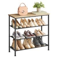 Szafka na buty 75x30x71 cm dąb sonoma stal czarna 3 półki nowoczesna