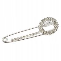 Duża broszka agrafka z cyrkoniami kolor srebrny 6 cm