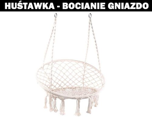 Huśtawka fotel bocianie gniazdo z oparciem ecru 80cm XL na Arena.pl