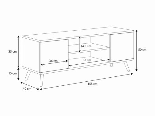 Szafka RTV 155 cm skandynawska biała nogi drewniane na Arena.pl