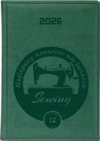 Stylowy kalendarz KRAWCOWEJ książkowy A5 2026 rok z grawerem tygodniowy
