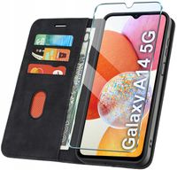 ETUI Z KLAPKĄ do Samsung A14 5G Zamykane, Magnetyczne Kabura + Szkło