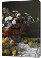 Obraz 60x90cm Still Life with Flowers and Fruit, Monet Vintage