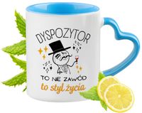 Dla Dyspozytora Kubek Błękitny Z Uszkiem W Kształcie Serca Na Prezent
