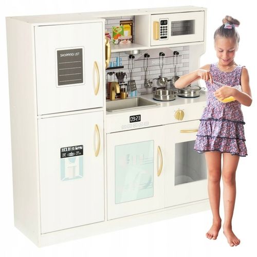 KUCHNIA dla dzieci DREWNIANA z lodówką LED + AKCESORIA garnki sztućce 80cm na Arena.pl