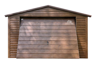 Garaż Blaszany 4x6 Brama uchylna - Drewnopodobny ciemny orzech  GB105