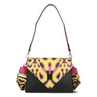 torebka damska skórzana ego czarno-żółta średnia a5 z dopinanym paskiem