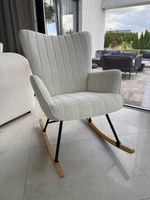 FOTEL BUJANY JASNY BEŻ TKANINA STRUKTURALNA FW7