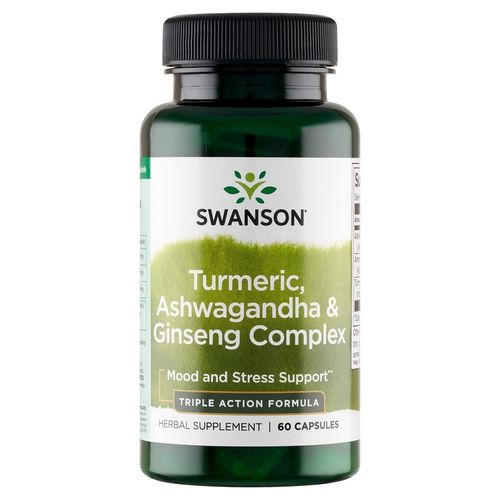 SWANSON FS TURMERIC, ASHWAGANDA&GINSENG 60 kaps 3W1 TRZY ADAPTOGENY na Arena.pl