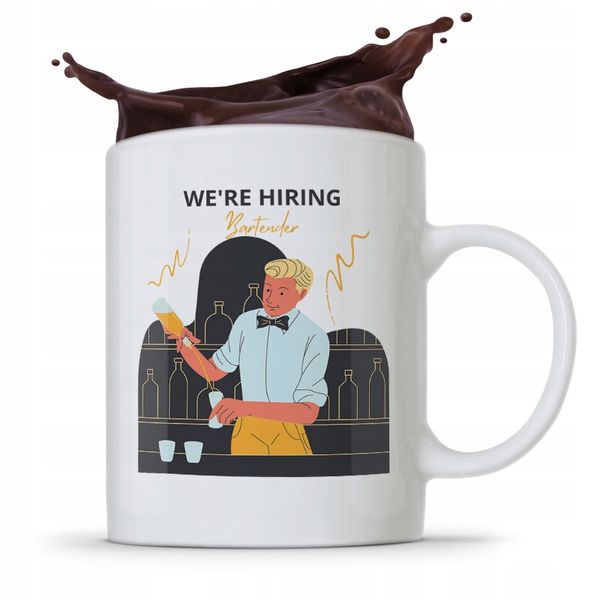 Kubek Prezent Dla Barmana Barmanki Hiring Z Nadrukiem Ze Zdjęciem zdjęcie 1