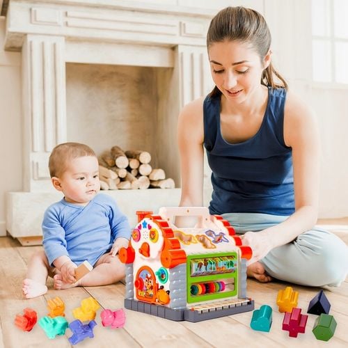 MULTIDOMEK DOMEK INTERAKTYWNY SORTER KLOCKI PIANINKO ZWIERZĄTKA DLA DZIECI na Arena.pl