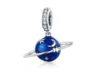 Rodowany srebrny wiszący charms do pandora planeta gwiazdy cyrkonie srebro 925 BEAD117