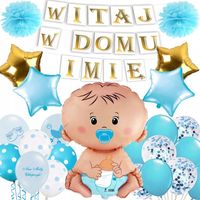 ZESTAW WITAJ W DOMU + IMIĘ BANER BALONY POWITANIE NARODZINY
