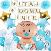 ZESTAW WITAJ W DOMU + IMIĘ BANER BALONY POWITANIE NARODZINY