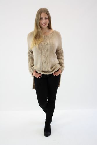 Sweter oversize warkocz Magda Beżowy UNI na Arena.pl