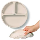 BABYONO SILIKONOWY TALERZYK Z PRZYSSAWKĄ 3 PRZEGRÓDKI BEŻOWY