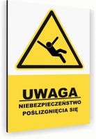 Tabliczka znak informacyjny 40x30 Biała RYZYKO POŚLIZGNIĘCIA Nierdzewna