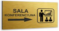 Tabliczka informacyjna napis grafika SALA KONFERENCYJNA nierdzewna ZŁOTA