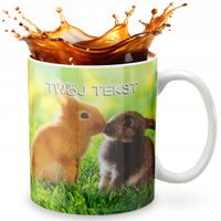 KUBEK 330ml GRAFIKA PREZENT ŚWIĘTA WZÓR - KRÓLIK BUNNY ZWIERZE + IMIĘ