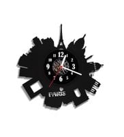 Zegar ścienny z płyty winylowej Panorama Paryża 11.4