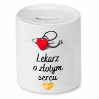 Skarbonka Dla Lekarza Doktora O Złotym Sercu Z Nadrukiem Ze Zdjęciem Z Nadr