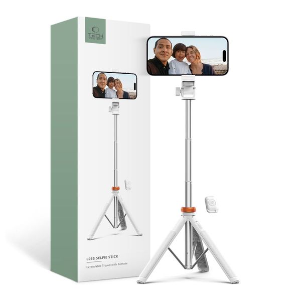 TECH-PROTECT L03S BLUETOOTH SELFIE STICK TRIPOD WHITE zdjęcie 1