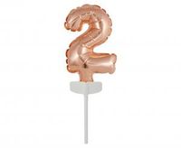 balon foliowy b&c 13 cm na patyczku "cyfra 2" różowo-złota bc-5rz2
