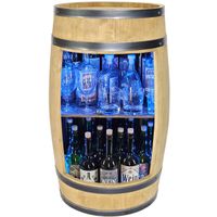 Barek w kształcie beczki szafka na butelki drewniany minibar LED RGB